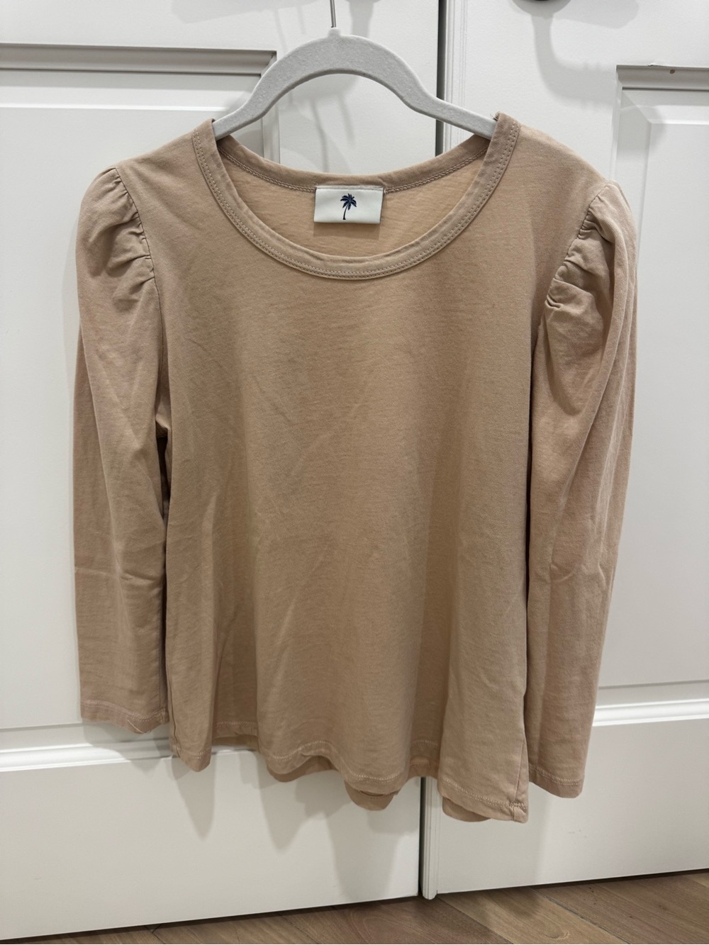 Olivaceous Beige Puff Sleeve Long Sleeve Tee